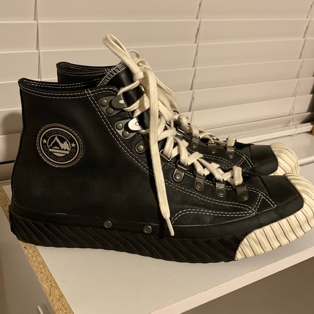 Converse Black High-Top Sneakers with White Toe Cap and Laces